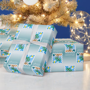 Palm Tree Holiday Lights Beach Christmas Wrapping Paper