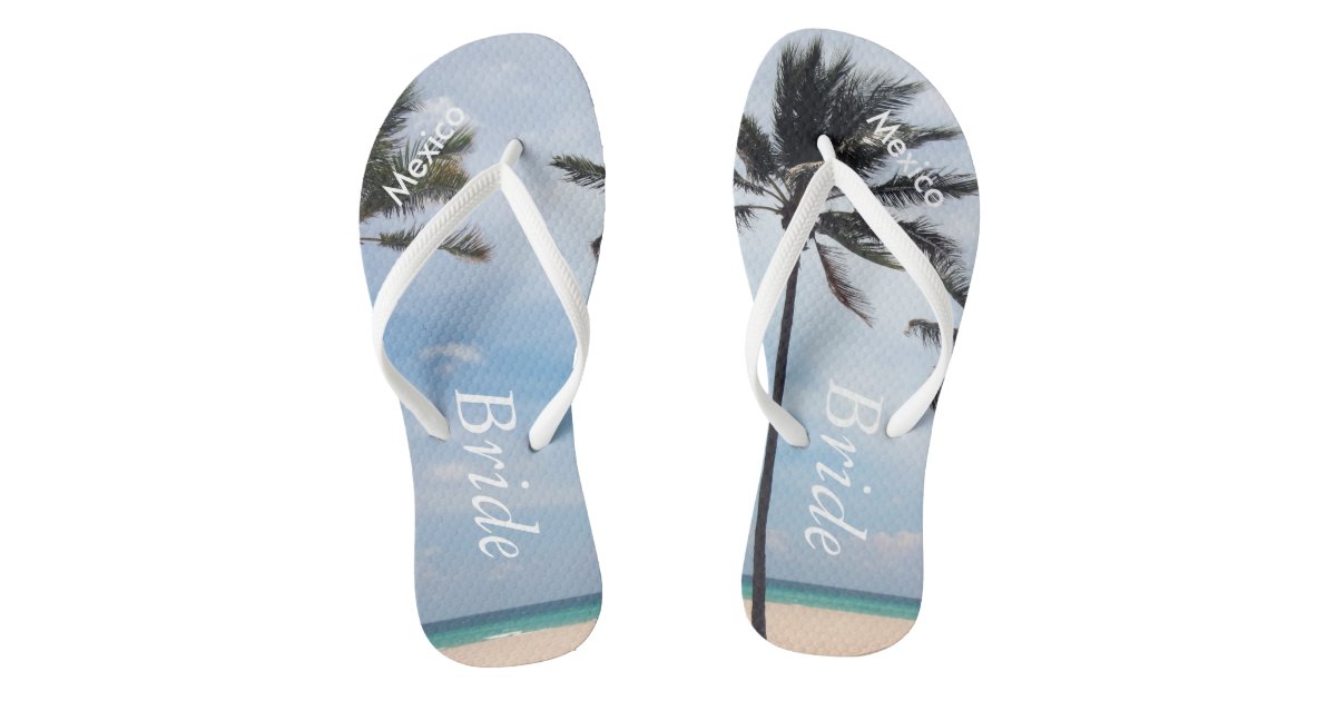 Palm Tree I Wedding Flip Flops Bride Beach Sandals | Zazzle