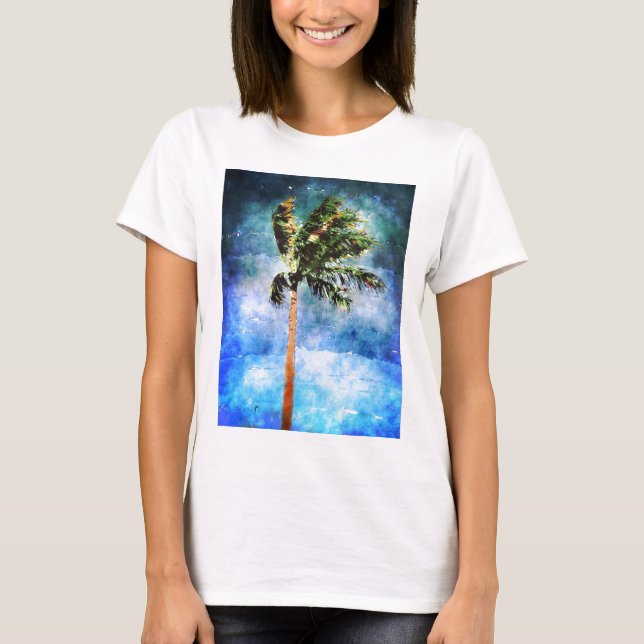 Palm Tree In A Tropical Storm T-Shirt (Front)