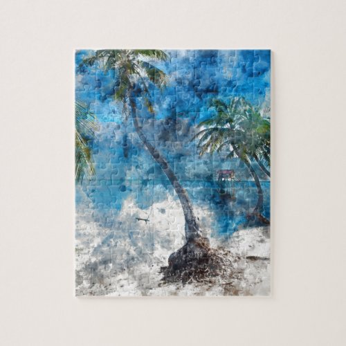 Palm Tree in Ambergris Caye Belize Jigsaw Puzzle