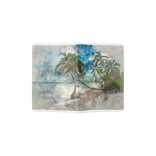 Palm Tree in Ambergris Caye Belize Passport Holder (Opened)