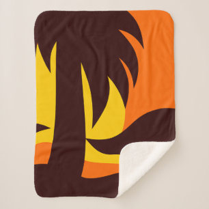 Palm Tree In setting Sun On Orange Sky Sherpa Blanket
