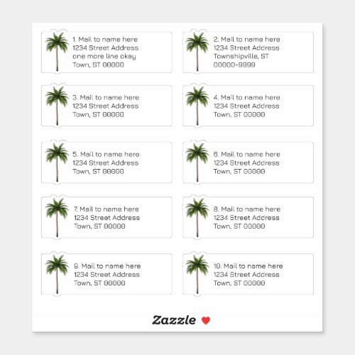 Palm Tree Individual Address Mailing Labels