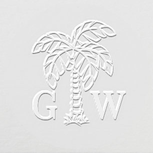 Palm Tree Initial Couple Wedding Monogram #3 Embosser