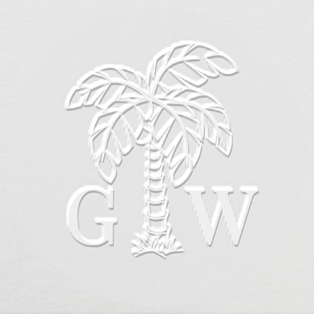 Palm Tree Initial Couple Wedding Monogram #3 Embosser (Design)