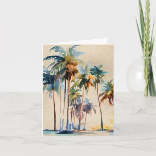 Palm Tree Island Breeze Note Card (Front)