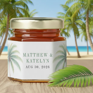 Palm Tree Island Destination Green Wedding Honey Jar Favors