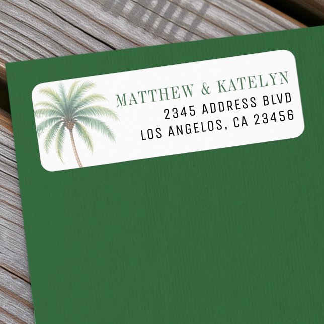 Palm Tree Island Destination Green Wedding Label (Palm Tree Island Destination Green Wedding Label
)