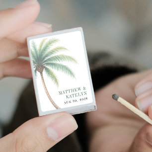 Palm Tree Island Destination Green Wedding Matchboxes