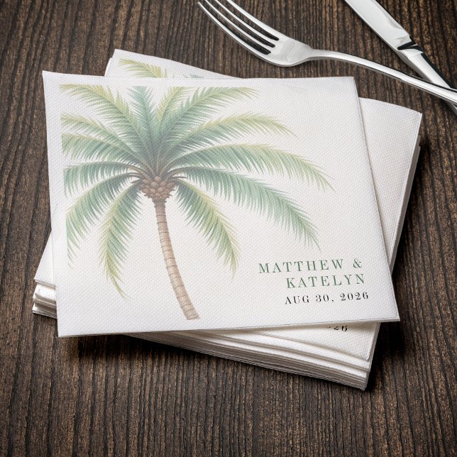 Palm Tree Island Destination Green Wedding Napkins (Palm Tree Island Destination Green Wedding Napkins
)
