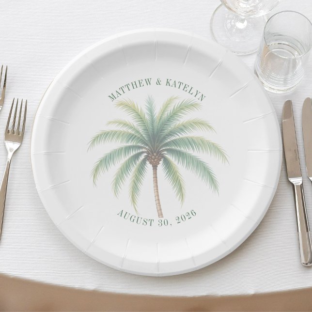 Palm Tree Island Destination Green Wedding Paper Plates (Palm Tree Island Destination Green Wedding Paper Plates
)