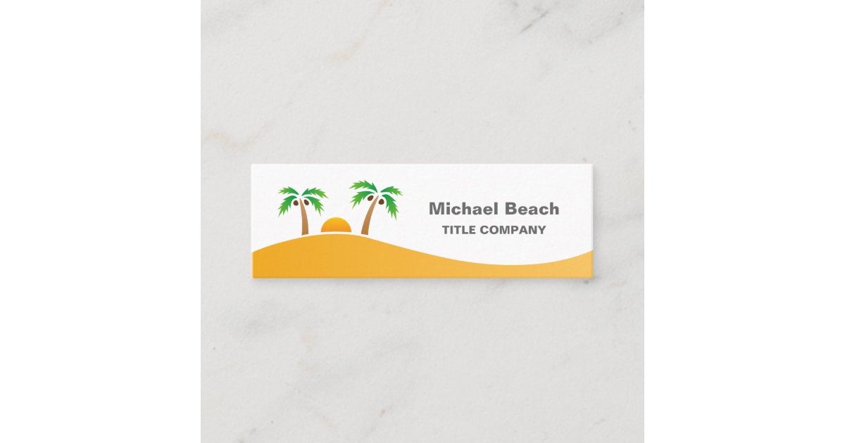 Palm tree island sunrise skinny business card | Zazzle