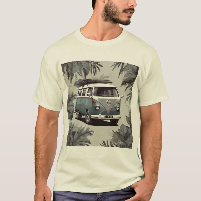 "Palm Tree Kombi Shirt - Coastal Vintage Van Lover (Front)