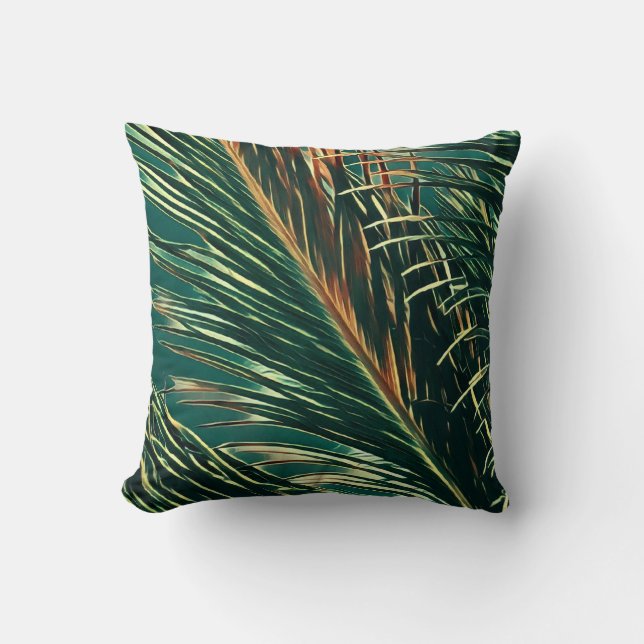 Palm Tree Leaf Awesome Throw Pillow (Front)