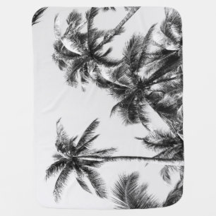 Palm Tree Leaf Black White Baby Blanket