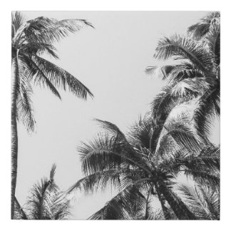Palm Tree Leaf Black White Faux Canvas Print