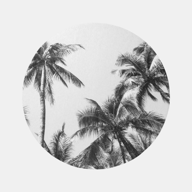 Palm Tree Leaf Black White Rug (Front)