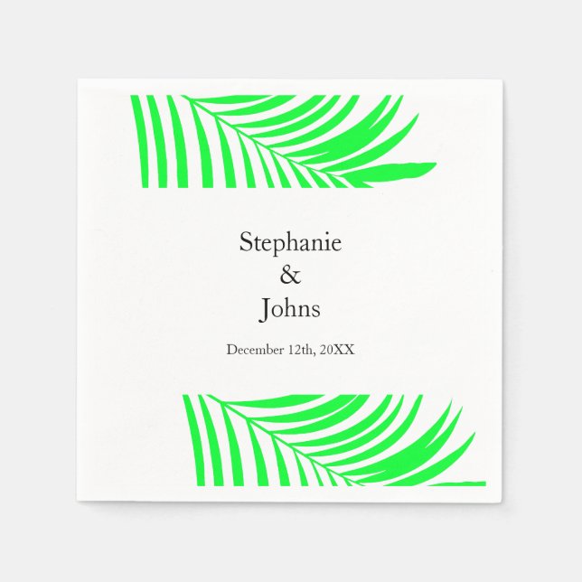 Palm Tree Leaf Green Leaves Elegant Wedding Napkins (Front)