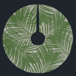 Palm Tree Leaf Pattern Tropical Beach Brushed Polyester Tree Skirt<br><div class="desc">A tree skirt perfect for Christmas at the beach, with a modern pattern of lush tropical palm fronds, adds a tropical theme to any tree. The pattern colors or background color (shown on light tan) can be changed by clicking 'customize further' and changing the fill color of the leaf design....</div>
