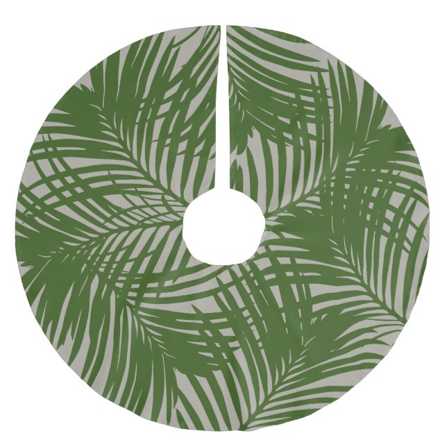 Palm Tree Leaf Pattern Tropical Beach Brushed Polyester Tree Skirt (Front)