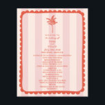 Palm Tree Leaf Pink Stripe Wedding<br><div class="desc">Line art illustration palm leaf pattern over pink striped background.  Red text and hand drawn scalloped border.</div>