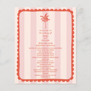 Palm Tree Leaf Pink Stripe Wedding