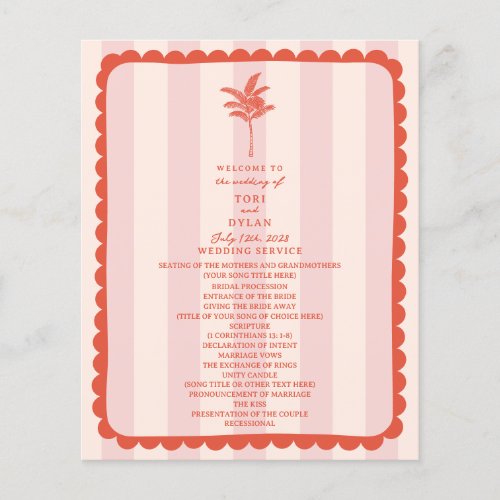 Palm Tree Leaf Pink Stripe Wedding