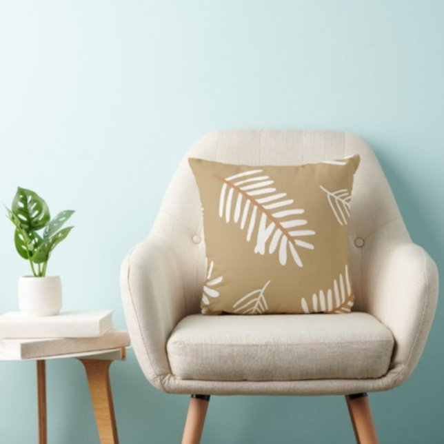 Palm tree leaf print Modern throw pillow  (Creator Uploaded)
