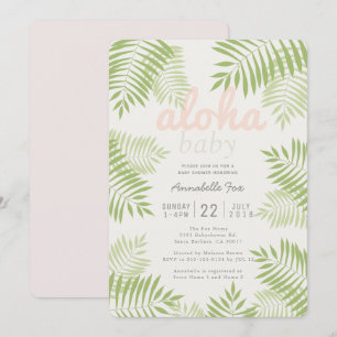Palm Tree Leaves Aloha Baby Shower Invitation