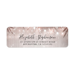 Palm Tree Leaves and String Lights Beach Party Label