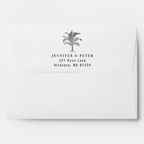 Palm Tree Leaves Black  White Abstract Pattern  Envelope