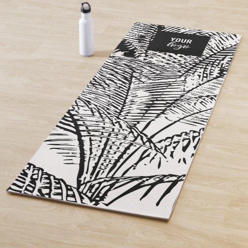 Palm Tree Leaves Black White Business Logo Yoga Mat