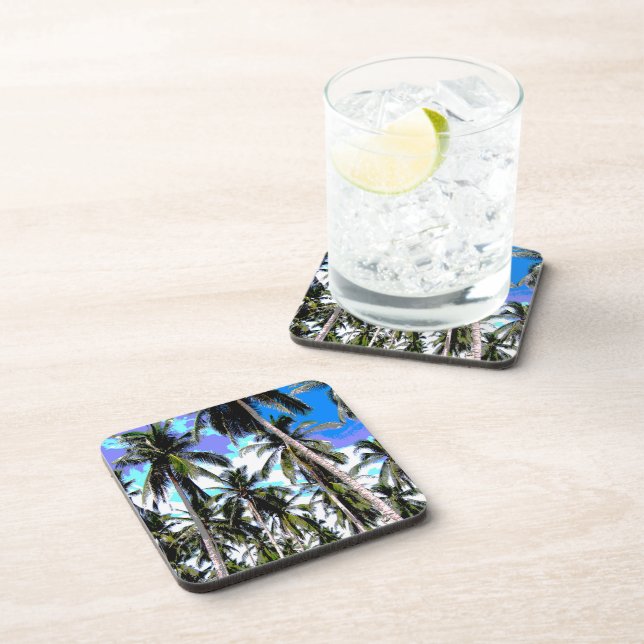 Palm Tree Leaves Design Drink Coaster (Right Side)