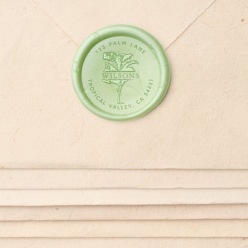 Palm Tree Leaves Family Return Address Wax Seal Sticker