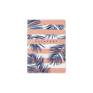 Palm Tree Leaves & Foil Stripes | Passport Holder