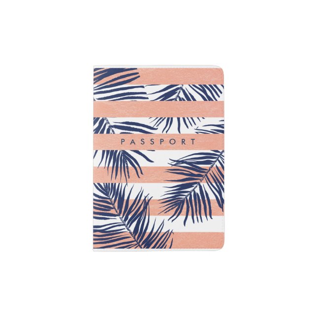 Palm Tree Leaves & Foil Stripes | Passport Holder (Front)