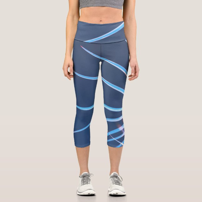 Palm Tree Leaves Minimalism Sketch Capri Leggings (Front)