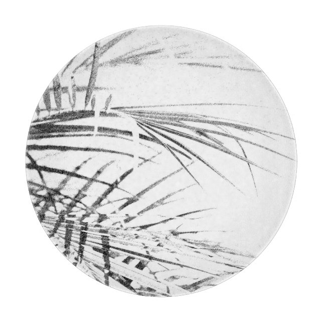 Palm Tree Leaves Minimalism Sketch Cutting Board (Front)