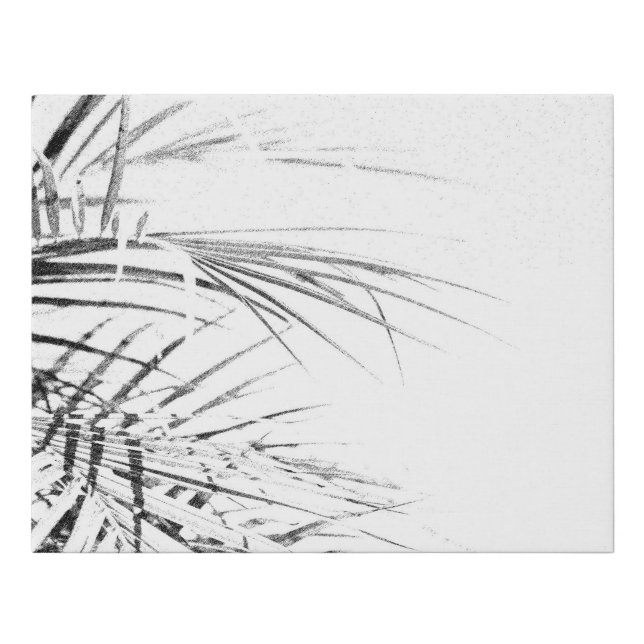 Palm Tree Leaves Minimalism Sketch Faux Canvas Print (Front)