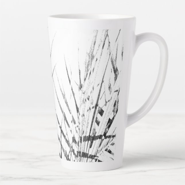 Palm Tree Leaves Minimalism Sketch Latte Mug (Right)