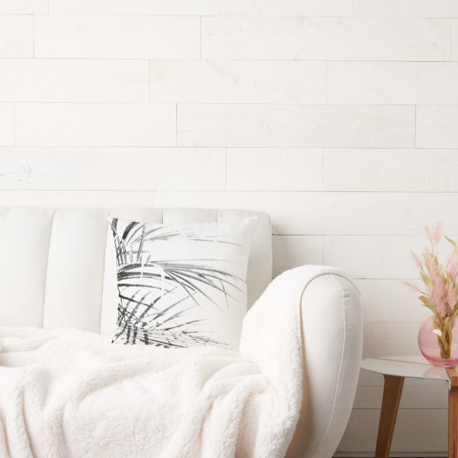 Palm Tree Leaves Minimalism Sketch Throw Pillow (Couch)