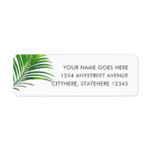 Palm Tree Leaves Modern Return Address Label