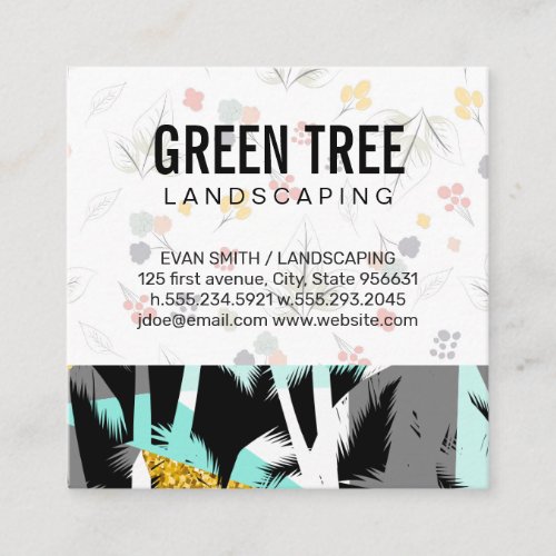 Palm Tree Leaves  Natural Pattern Square Business Card