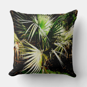 Palm Tree leaves pattern chic tropical Throw Pillow