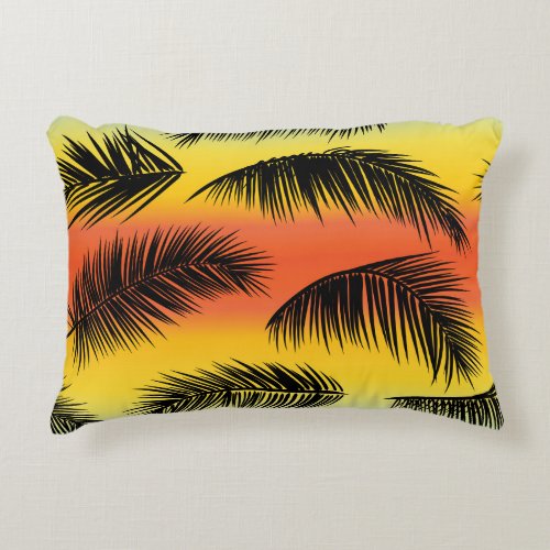 Palm tree leaves seamless pattern accent pillow