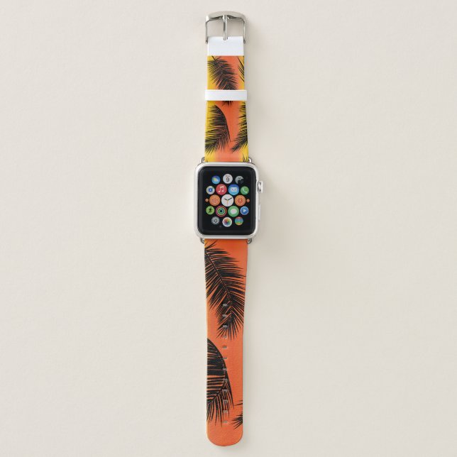 Palm tree leaves: seamless pattern. apple watch band (Front)