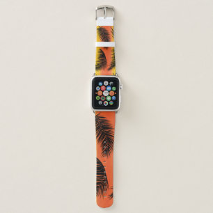 Palm tree leaves: seamless pattern. apple watch band