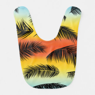 Palm tree leaves: seamless pattern. baby bib
