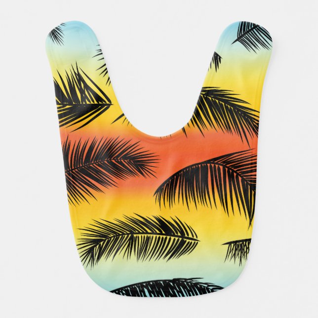 Palm tree leaves: seamless pattern. baby bib (Front)