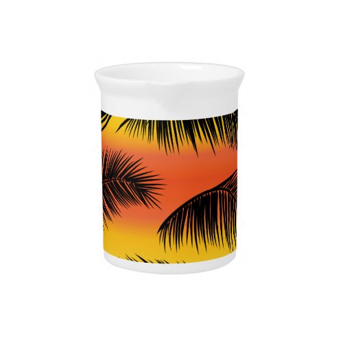 Palm tree leaves seamless pattern beverage pitcher